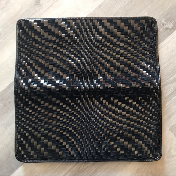 Cole Haan Genevieve Oversize Clutch Bag Abstract Woven Patent and Suede Leather - Picture 6 of 14